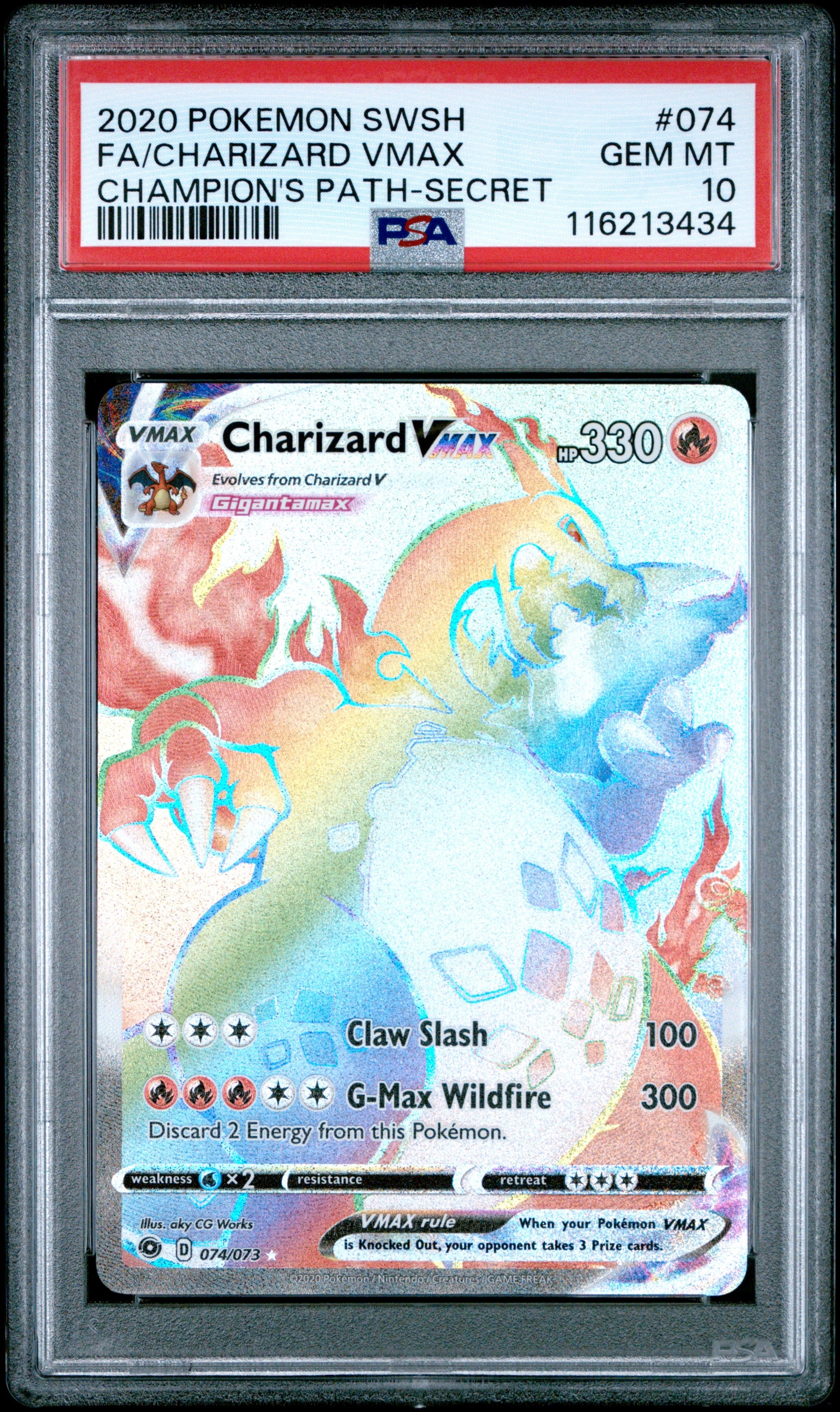Pokemon SWSH Champion's Path #074 Charizard VMAX (Secret) PSA 10