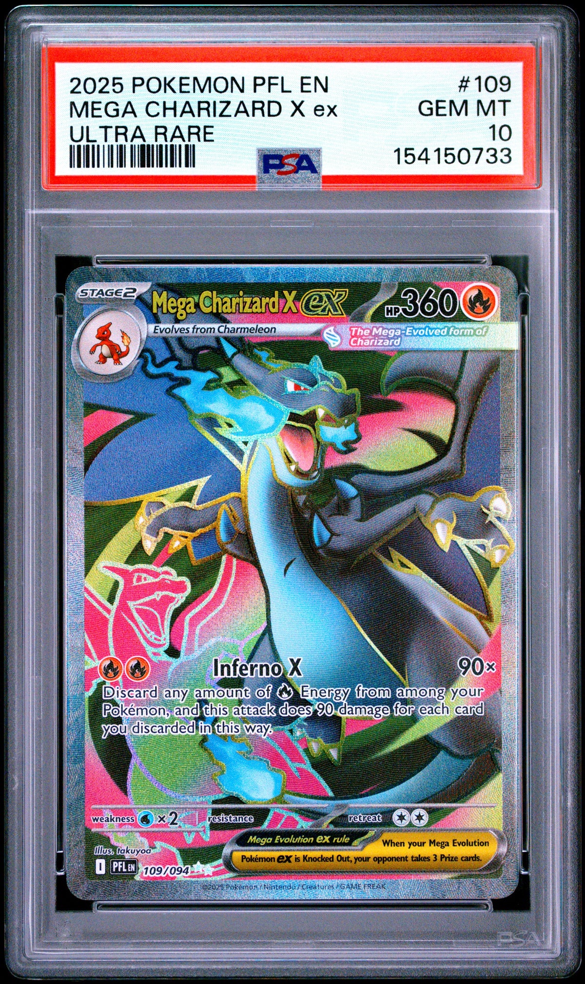 Pokemon ME02: Phantasmal Flames #109 Mega Charizard X ex Ultra Rare PSA 10