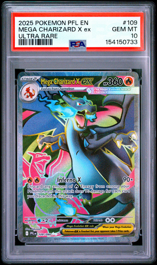 Pokemon ME02: Phantasmal Flames #109 Mega Charizard X ex Ultra Rare PSA 10