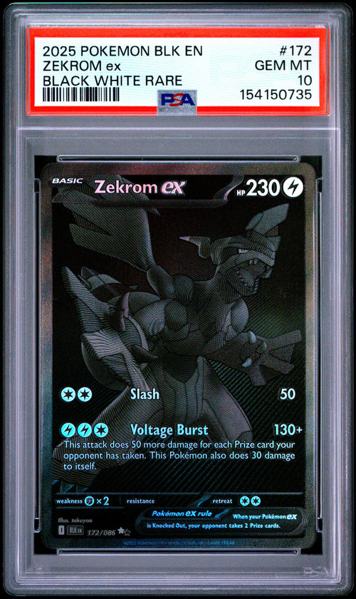 2025 Pokemon SV: Black Bolt #172 Zekrom ex Black White Rare PSA 10
