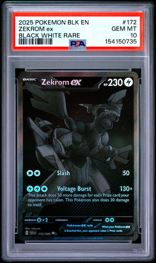 2025 Pokemon SV: Black Bolt #172 Zekrom ex Black White Rare PSA 10