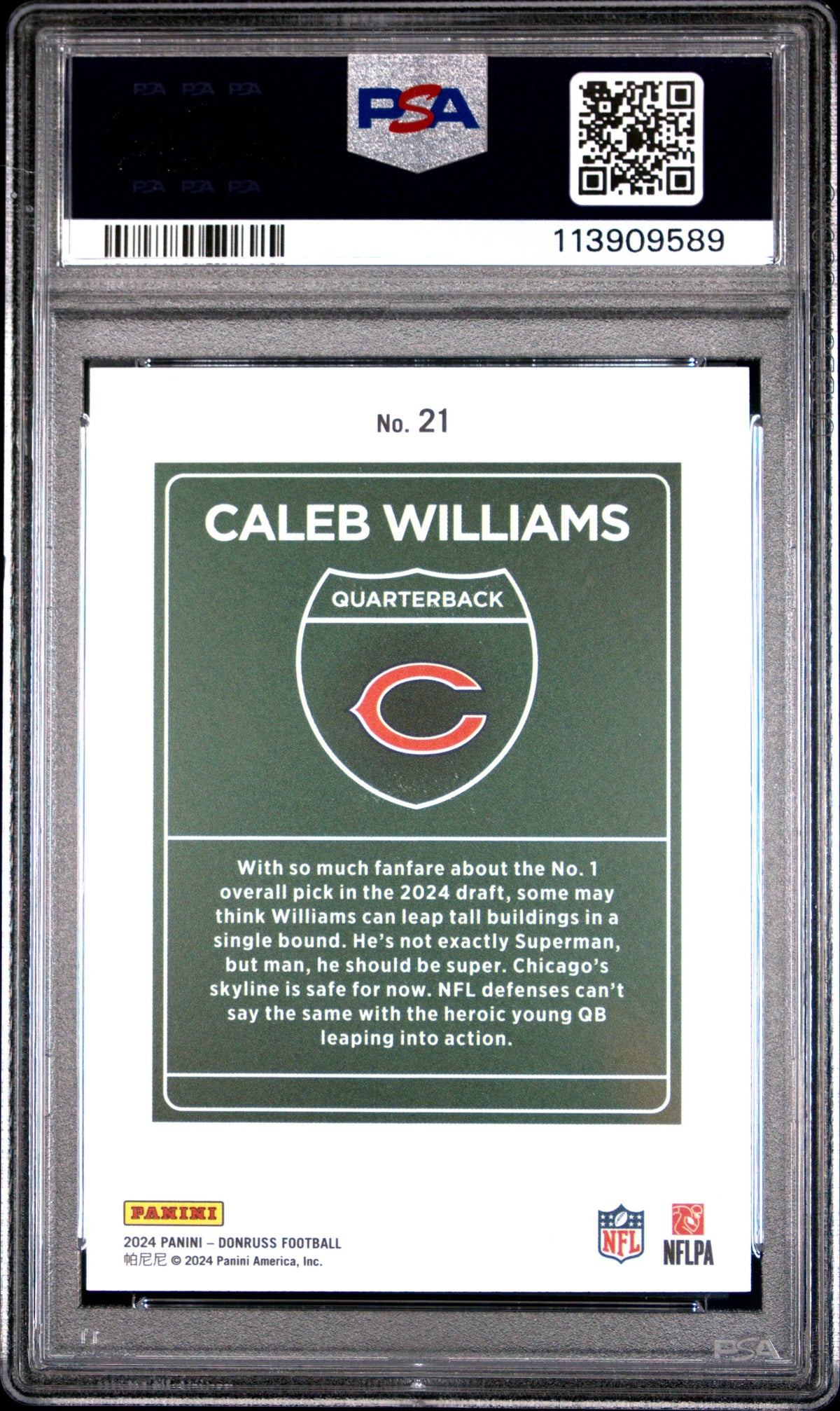 2024 Donruss #21 Caleb Williams Downtown PSA 8