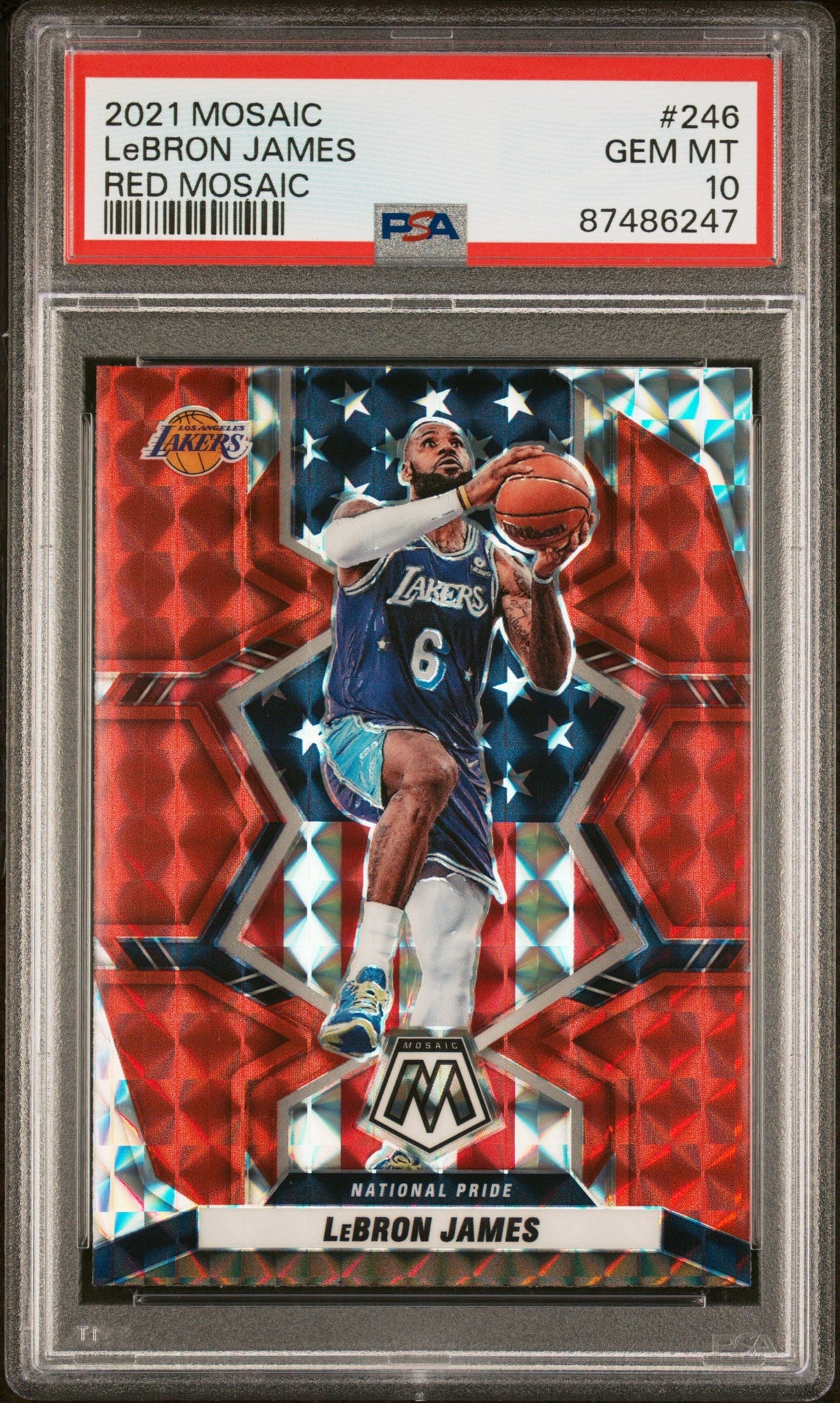 Lebron James 2021-22 Panini Mosaic Red #246 PSA 10