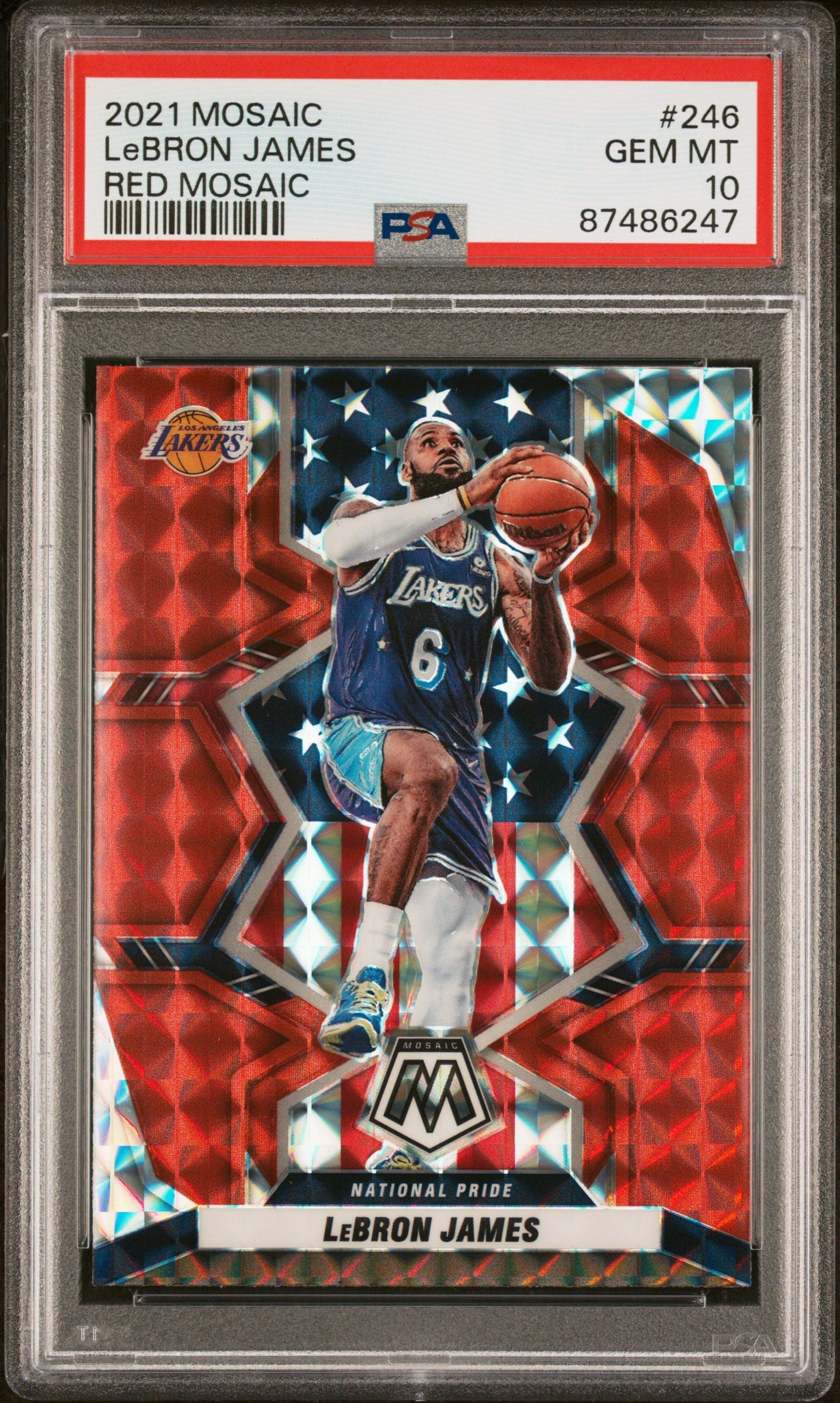 Lebron James 2021-22 Panini Mosaic Red #246 PSA 10