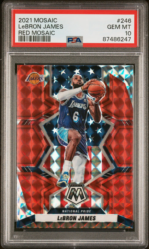 Lebron James 2021-22 Panini Mosaic Red #246 PSA 10