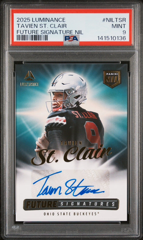 Tavien St. Clair RC 2025 Panini Luminance NIL Future Rookie Auto PSA 9