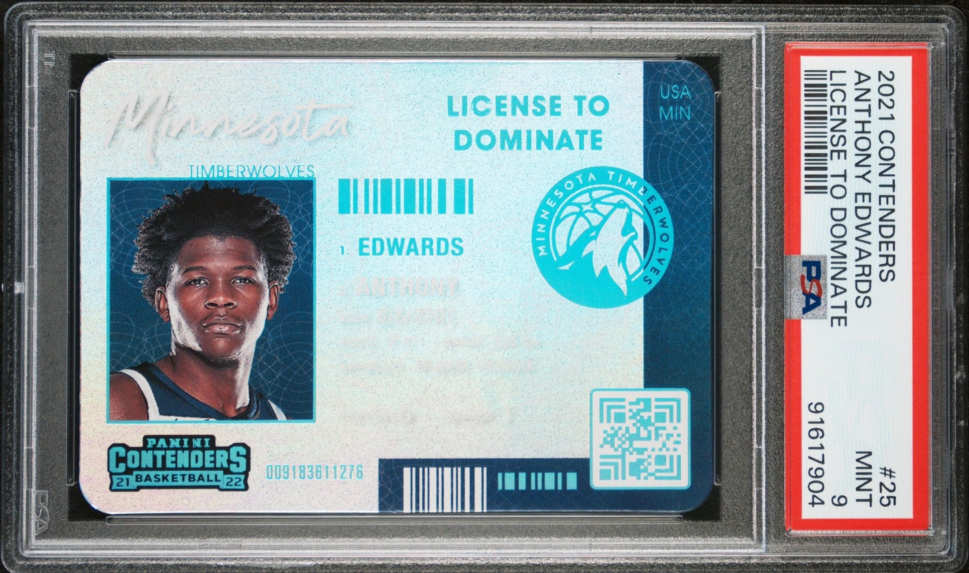 Anthony Edwards 2021-22 Panini Contenders License To Dominate Case Hit SSP #25 PSA 9