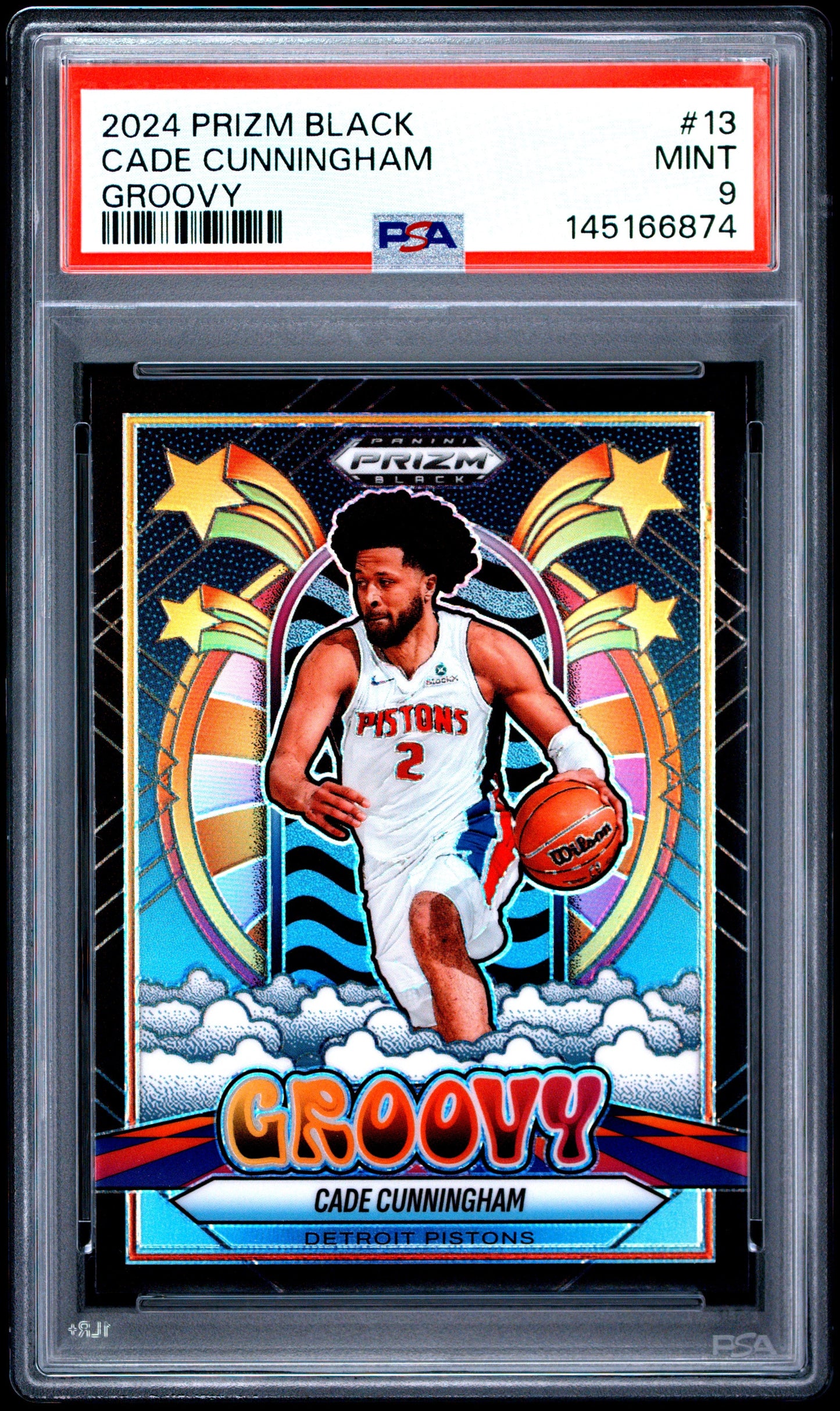 Cade Cunningham 2024-25 Panini Prizm Black Groovy Case Hit SSP #13 PSA 9