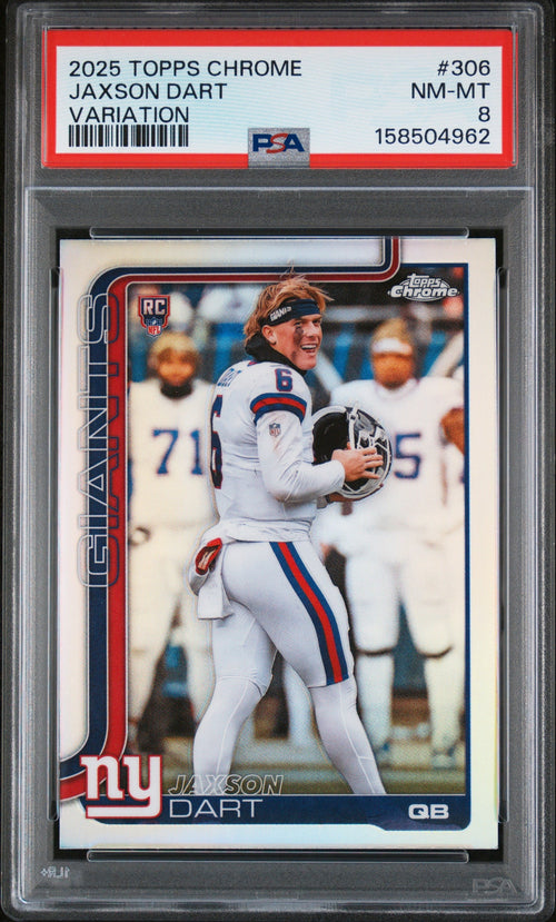 Jaxson Dart RC 2025 Topps Chrome Variation Rookie #306 PSA 8
