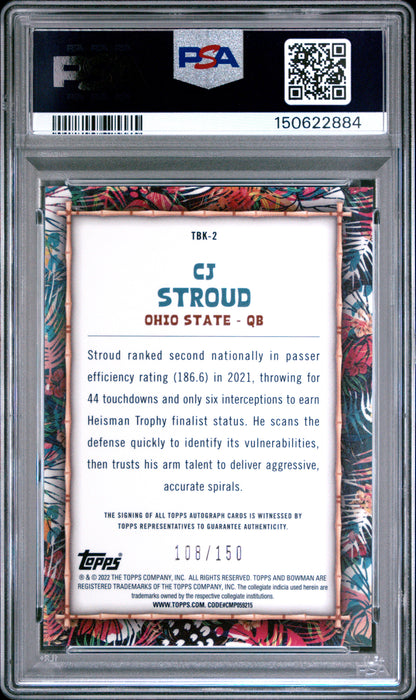 Cj Stroud RC 2022 Bowman U Chrome Big Kahuna Rookie Auto SP 108/150 PSA 9
