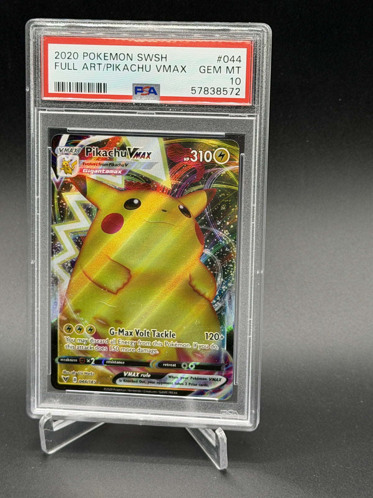 2020 Pokemon SWSH04 Vivid Voltage #044 Pikachu VMAX  Full Art PSA 10