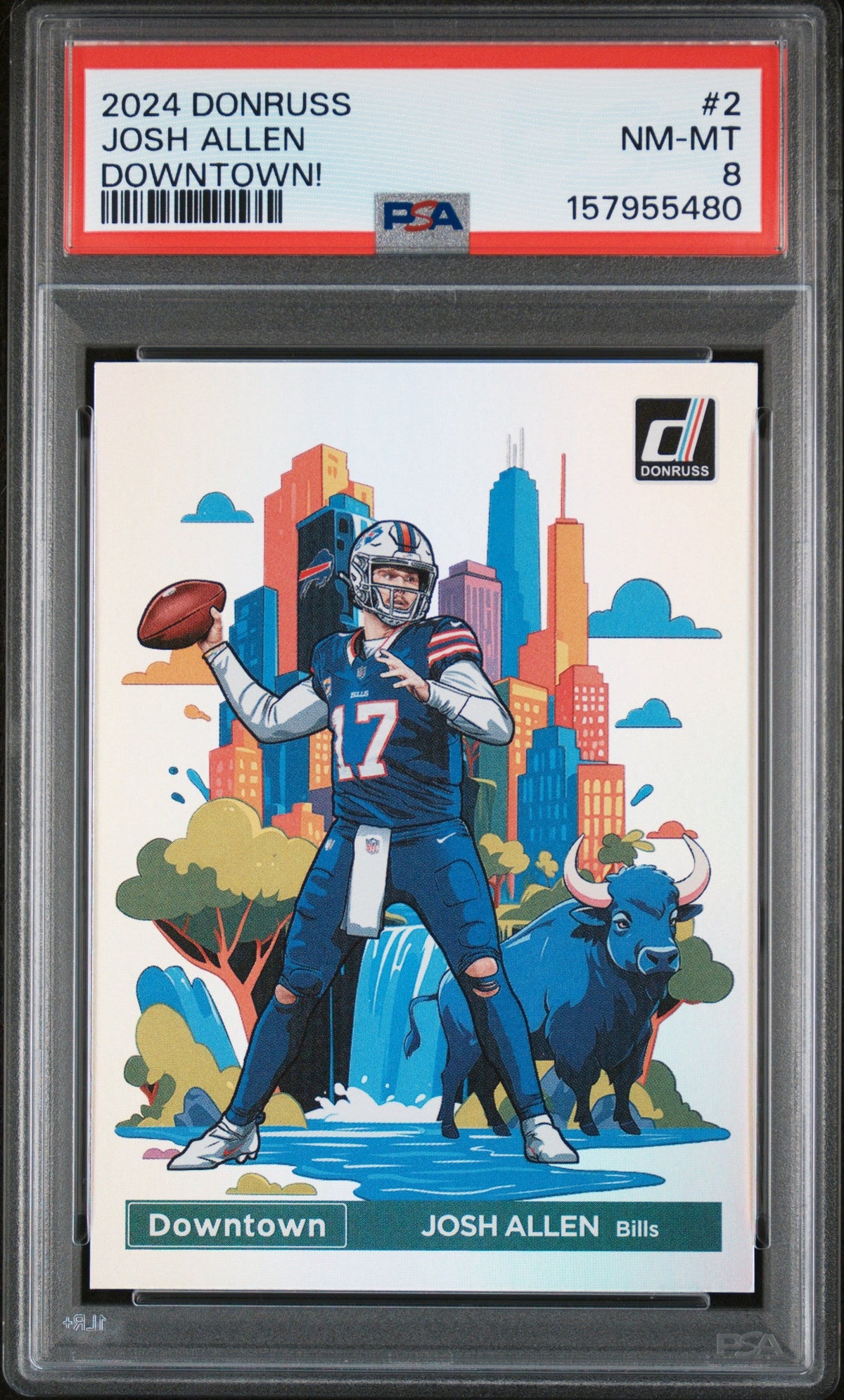 Josh Allen 2024 Donruss Downtown! SSP #2 PSA 8