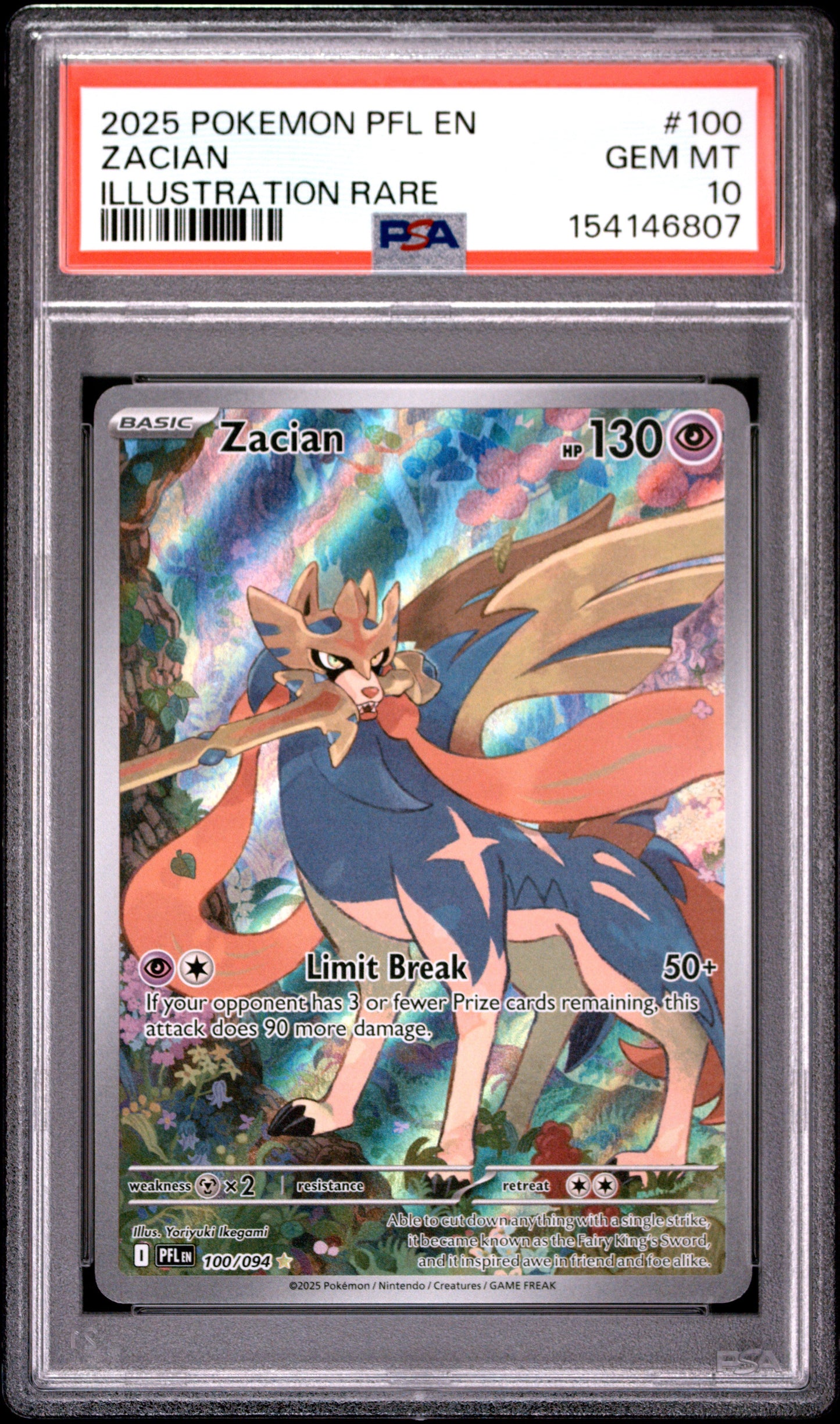 2025 Pokemon ME02: Phantasmal Flames #100/094 Zacian Illustration Rare PSA 10