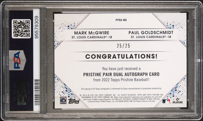 Mark Mcgwire Paul Goldschmidt 2022 Topps Pristine Pair Dual Auto SP 25/25 PSA 10