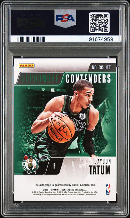 Jayson Tatum 2018-19 Panini Contenders Sophomore Contenders Auto SP 9/99 PSA 8.5