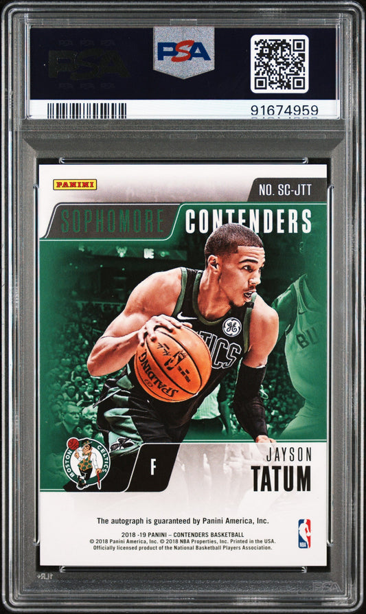 Jayson Tatum 2018-19 Panini Contenders Sophomore Contenders Auto SP 9/99 PSA 8.5