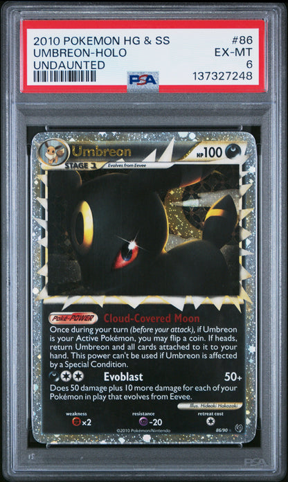 2010 Pokemon HG & SS Undaunted #86 Umbreon Holo (Prime) PSA 6