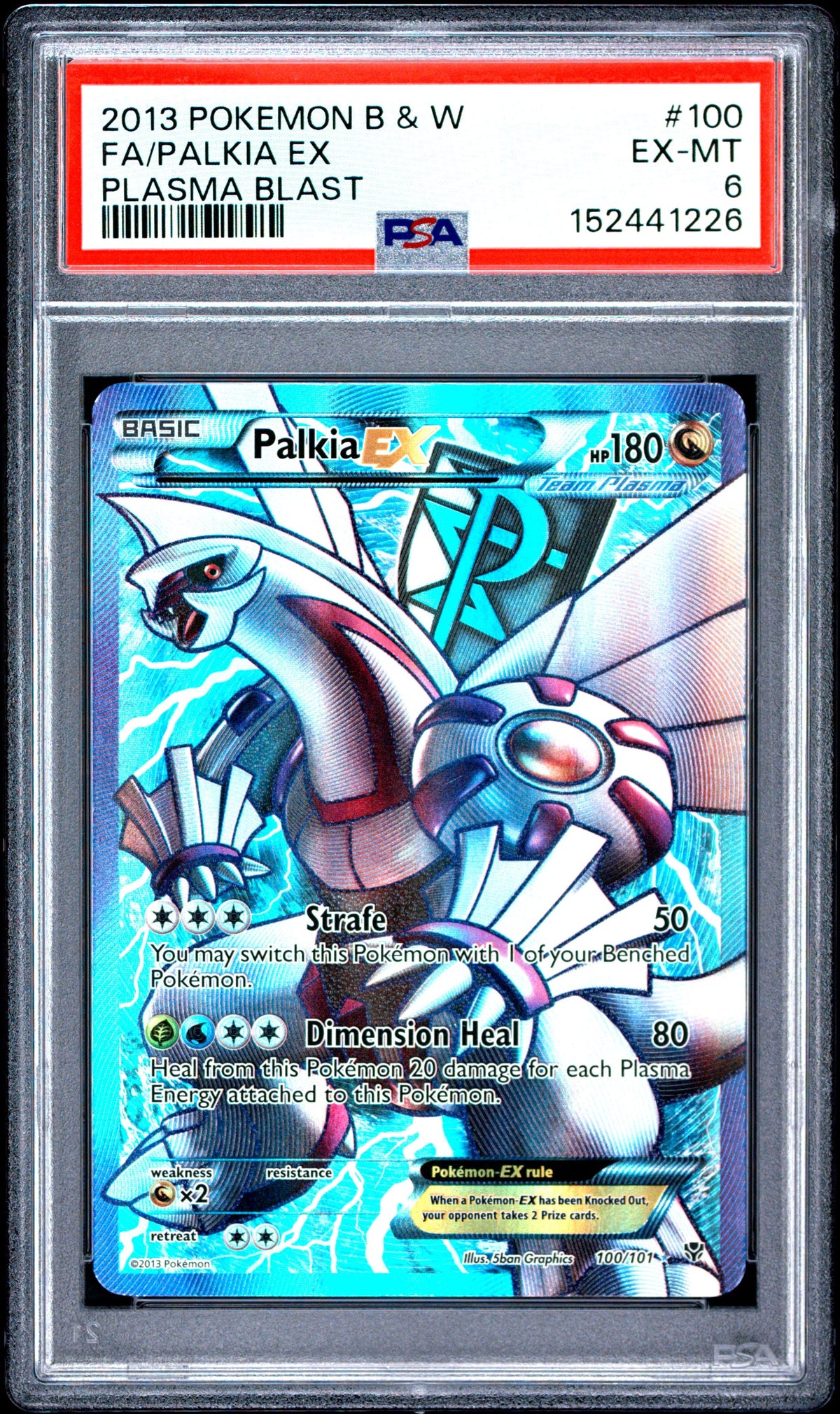 2013 Pokemon Plasma Blast #100 Palkia EX (Team Plasma) Full Art PSA 6