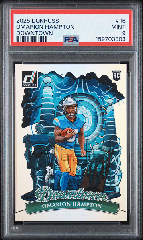 Omarion Hampton RC 2025 Donruss Downtown! Rookie SSP #16 PSA 9