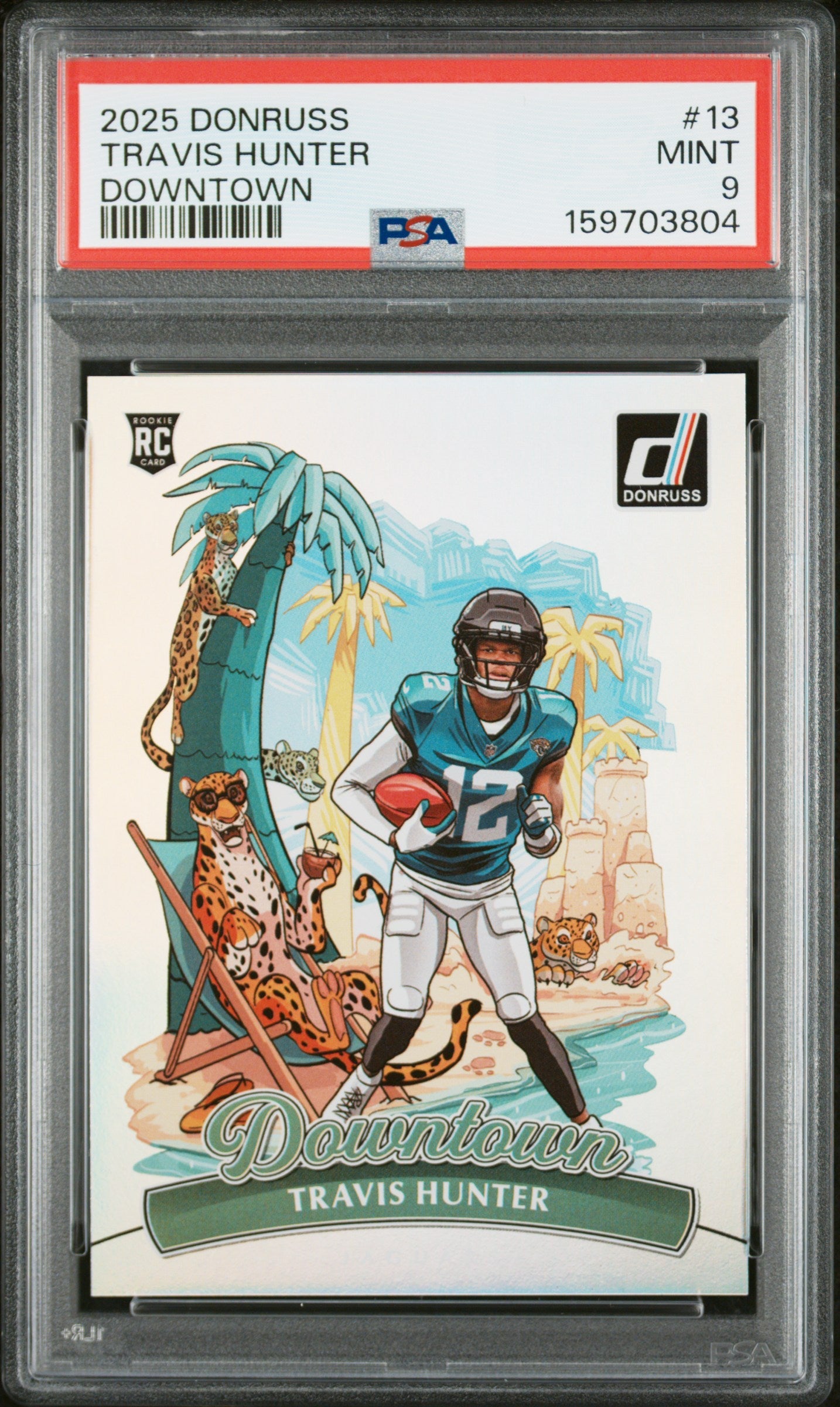 Travis Hunter RC 2025 Donruss Downtown! Rookie SSP #13 PSA 9