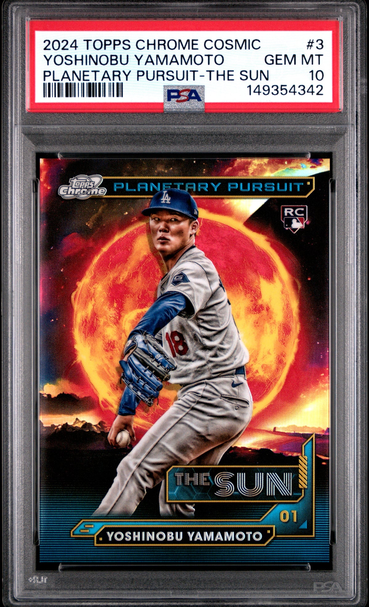 Yoshinobu Yamamoto RC 2024 Topps Cosmic Chrome Planetary Pursuit The Sun Rookie SSP #3 PSA 10