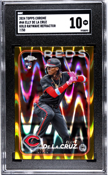 Elly De La Cruz RC 2024 Topps Chrome Gold Raywave Refractor Rookie SP 7/50 SGC 10