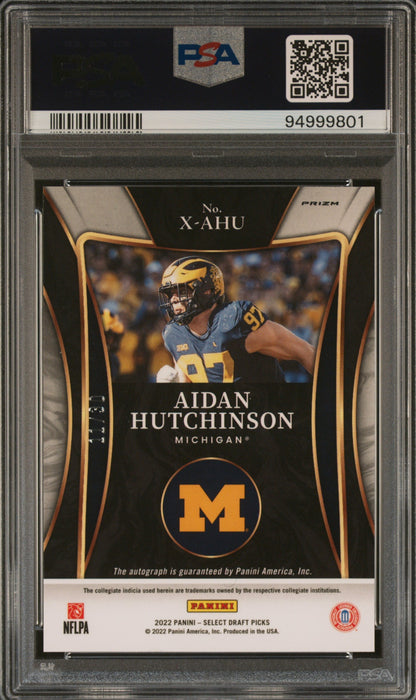 2022 Panini Select Draft Picks X-Factor Signatures #XAHU Aidan Hutchinson X/F Sg-Orange Pulsar Prz. 11/30 PSA 10
