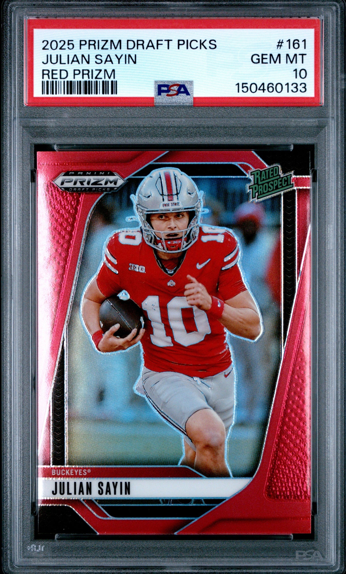 Julian Sayin 2025 Panini Prizm Draft Picks Red Prizm 116/399 #161 PSA 10