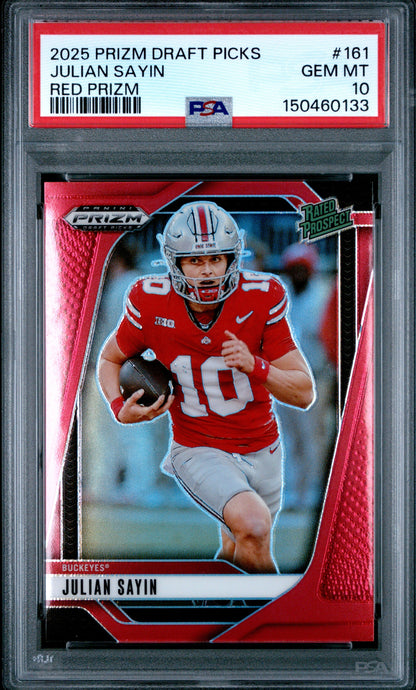 Julian Sayin 2025 Panini Prizm Draft Picks Red Prizm 116/399 #161 PSA 10