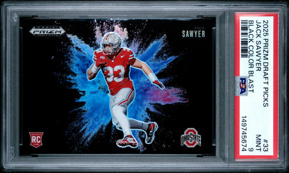 Jack Sawyer 2025 Panini Prizm Draft Picks Black Color Blast #33 PSA 9