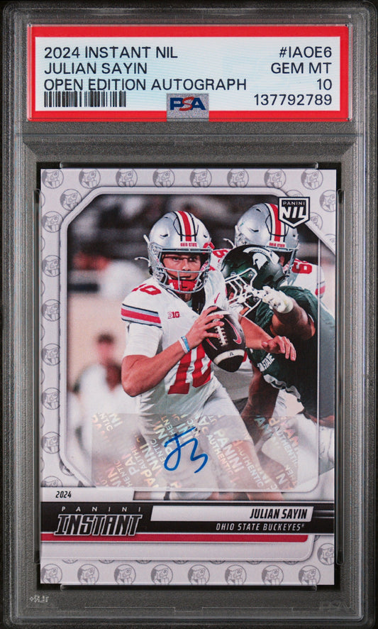 Julian Sayin 2024 Panini Instant Nil College Football Open Edition Autographs #IAOE6 PSA 10