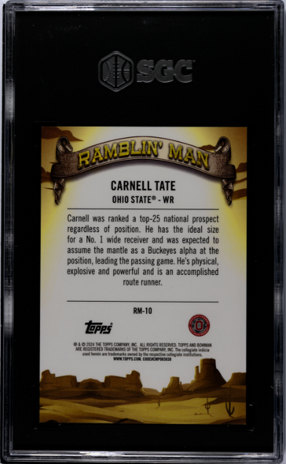 Carnell Tate 2024 Bowman U Chrome Ramblin' Man Red Refractor 1/5 #RM-10 SGC 9.5