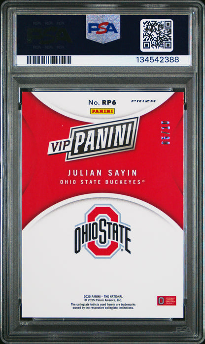 Julian Sayin 2025 Panini National Sports Collectors Convention Vip Gold Gold 5/10 #RP6 PSA 9