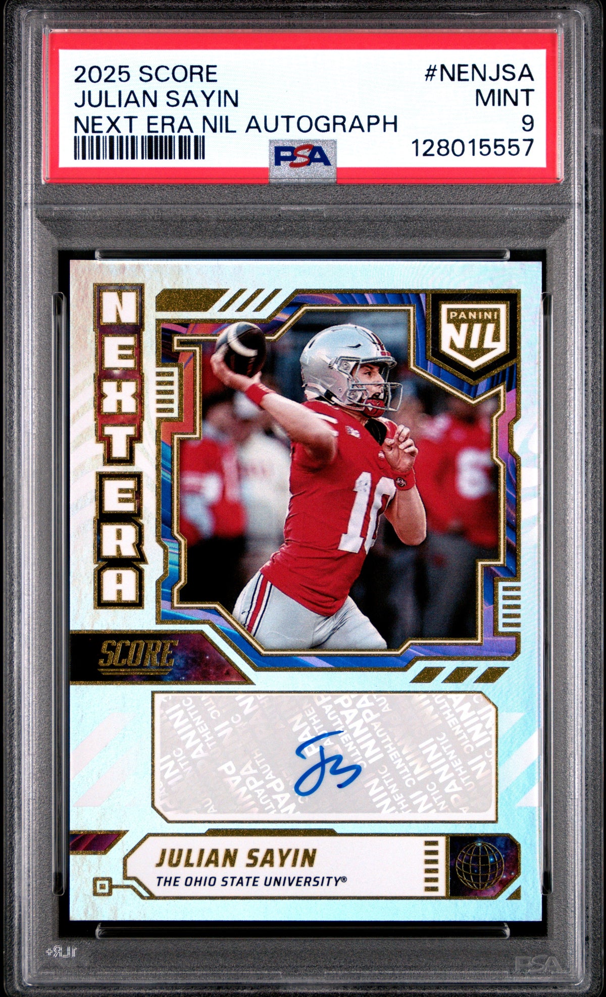 Julian Sayin 2025 Panini Score Next Era Nil Autographs #NENJSA PSA 9