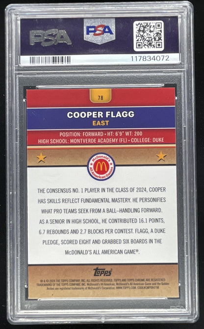 2024 Topps Chrome McDonald's All-American Purple #78 Cooper Flagg /150 PSA 10