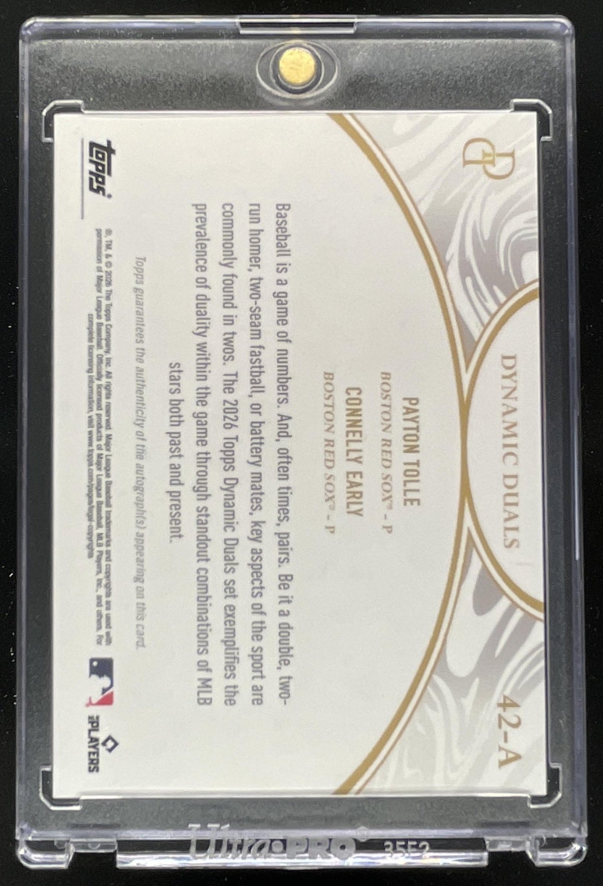 2026 Topps Dynamic Duals Auto Blue #42-A Connelly Early Payton Tolle Auto /25