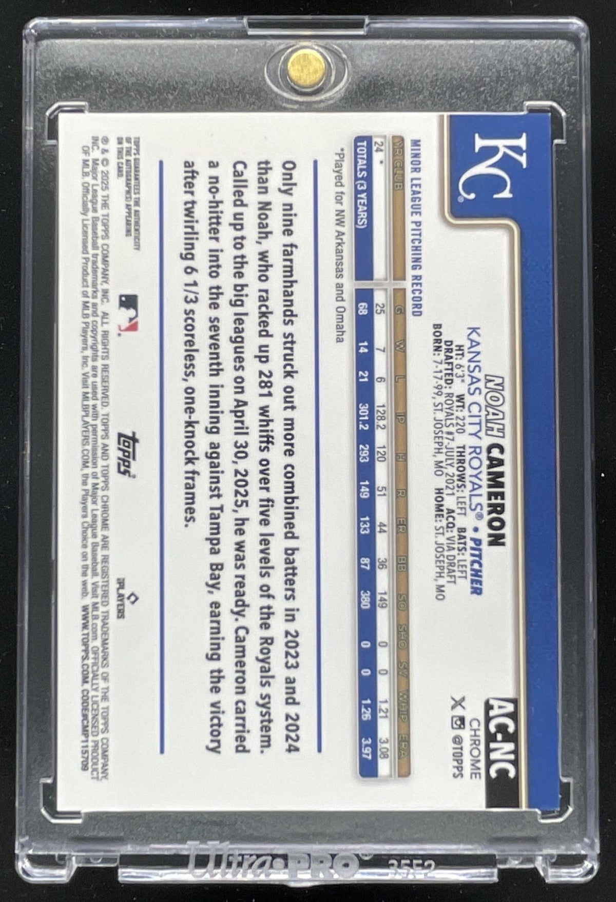 2025 Topps Chrome Update Red Wave #AC-NC Noah Cameron RC Auto /5