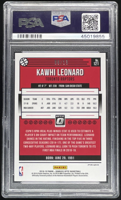 2018-19 Panini Donruss Optic Purple Stars FOTL #121 Kawhi Leonard /13 PSA 10