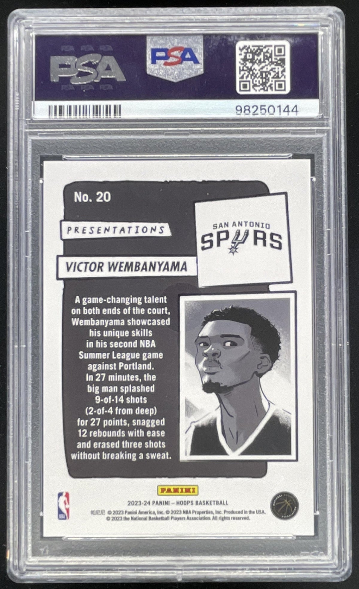 2023-24 Panini Hoops Presentations #20 Victor Wembanyama RC PSA 9