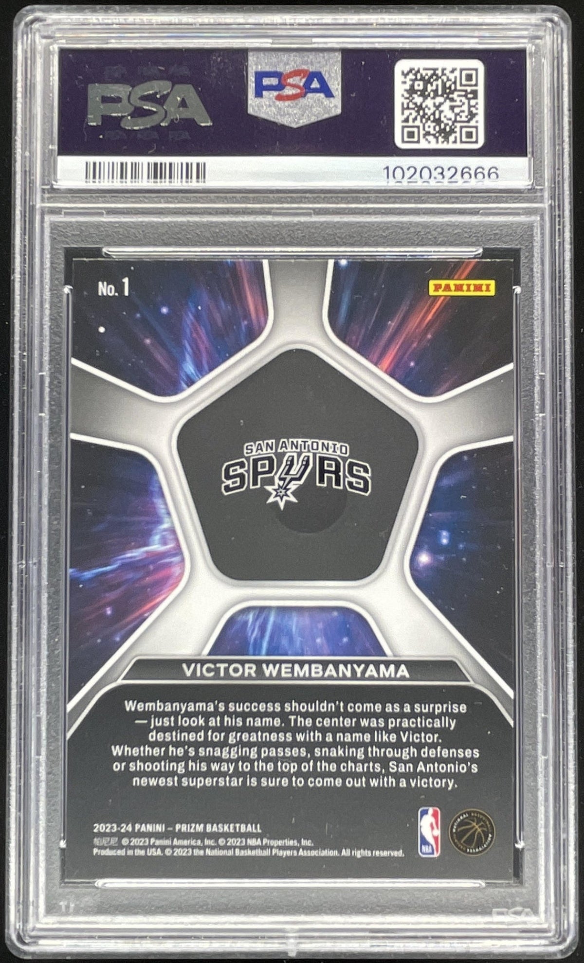 2023-24 Panini Prizm Deep Space #1 Victor Wembanyama RC PSA 10