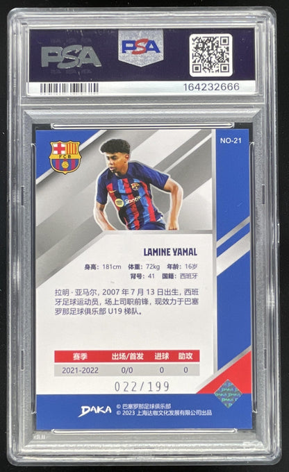2022-23 Daka Holocene FCB Silver #21 Lamine Yamal PSA 8