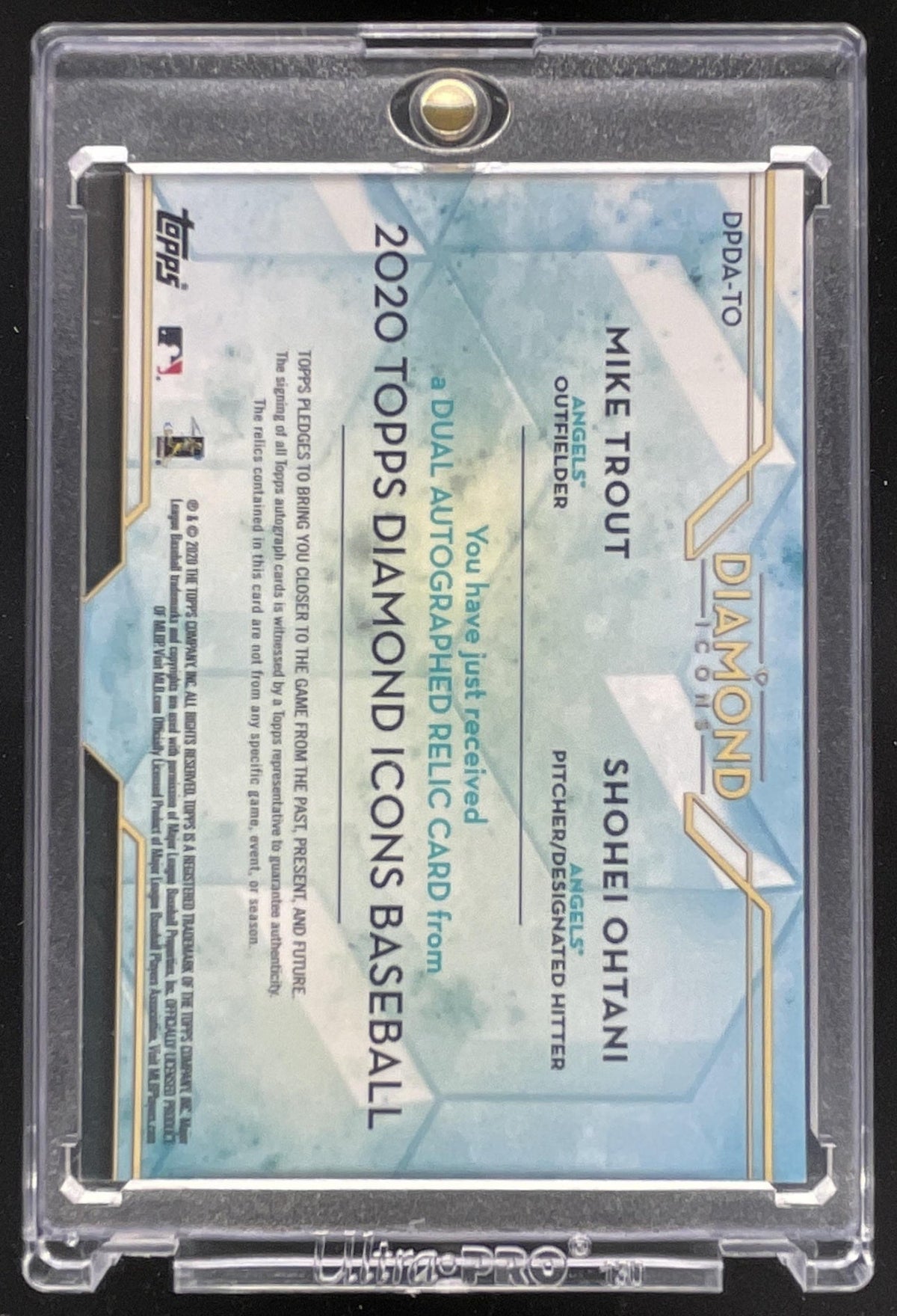 2020 Topps Diamond Icons Dual-Player Relics Shohei Ohtani Mike Trout Auto /10