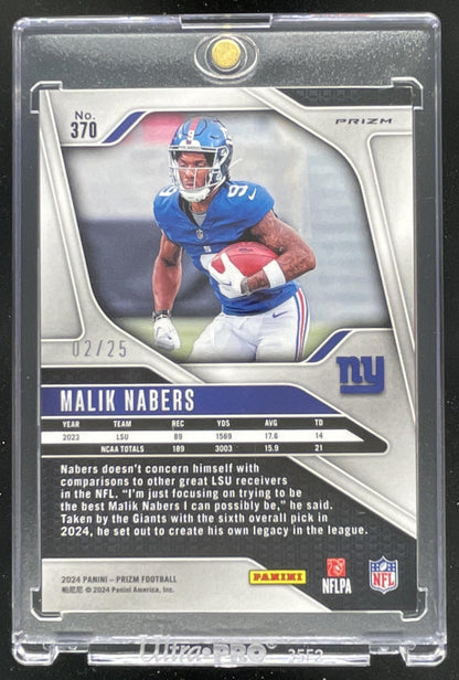 2024 Panini Prizm Blue Shimmer Prizm #370 Malik Nabers RC /25