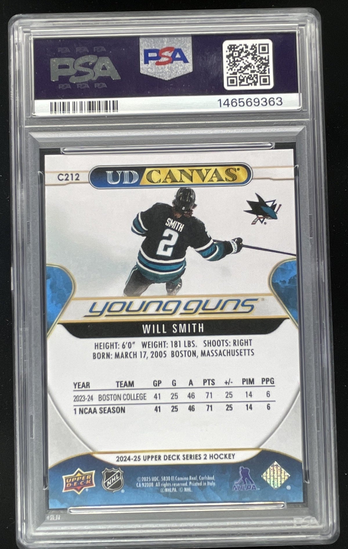 2024-25 Upper Deck UD Canvas #C212 Will Smith Young Guns RC PSA 10