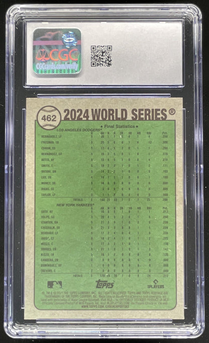 2025 Topps Heritage Chrome Blue Border #462 Dodgers '24 World Series /150 CGC 10