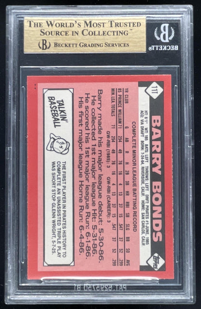 1986 Topps Traded #11T Barry Bonds RC BGS 9.5