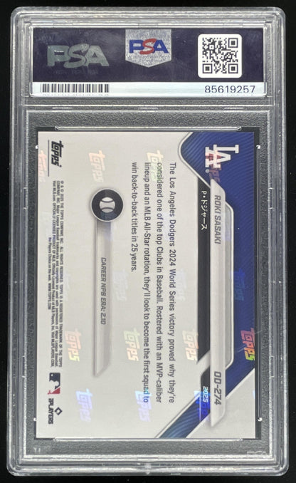 2025 Topps Now Road to Opening Day Japanese #274 Roki Sasaki PSA Authentic Auto