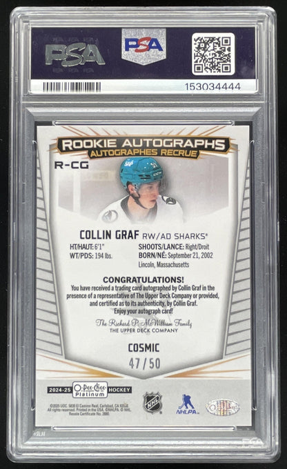 2024 O-Pee-Chee Platinum Rookie Auto Cosmic #R-CG Collin Graf RC Auto /50 PSA 10