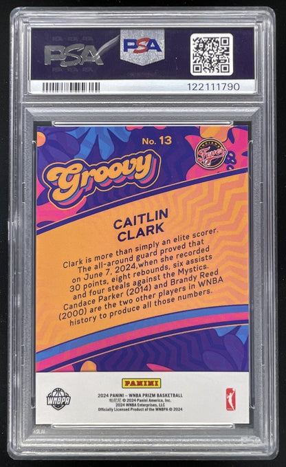 2024 Panini WNBA Prizm Groovy #13 Caitlin Clark RC PSA 10