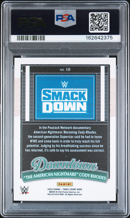 Cody Rhodes 2024 Panini Three Count WWE Downtown! Case Hit SSP #18 PSA 8